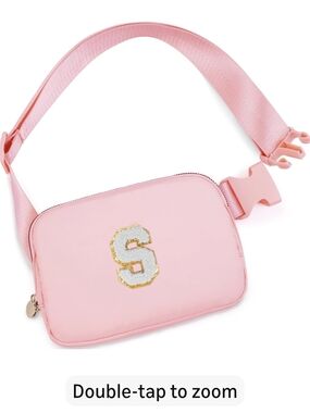 Amazon Pink Sequin 'S' Belt Bag with Gold Outline